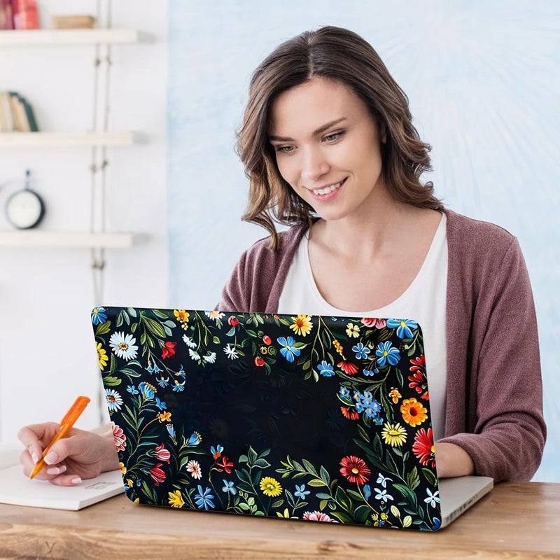 DINKY 11.6 13 13.3 14 15 15.6 inches Netbook Laptop Skin Sticker Reusable Protector Cover Case for Laptop Notebook Art Decorative, Blue and Red Flowers - Image 2